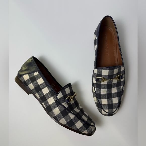 Coach Haley Loafer With Gingham Print Navy Size 5 - Picture 1 of 10